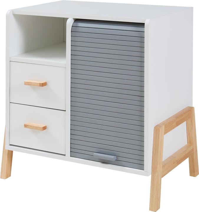 Produktbild En.Casa Sideboard Kvaefjord 66x60x40 cm mit einer Jalousietür Weiss/Grau