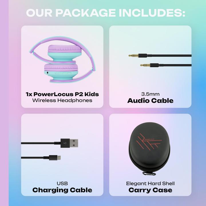 Actual product image PowerLocus Wireless headphones for kids P2 (blue-purple)