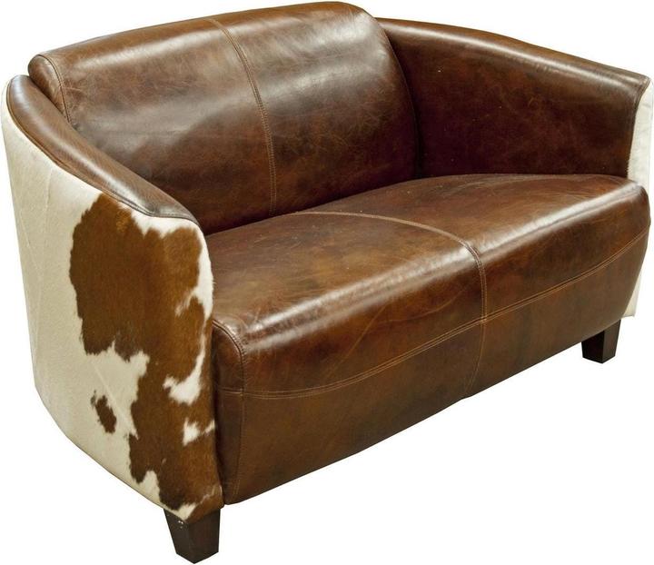 Produktbild zz_ArchivedByPCD_Mutoni Design Design 2er Sofa Vintage Leder Biblios braun (mit Kuhfell) (2-Sitzer)