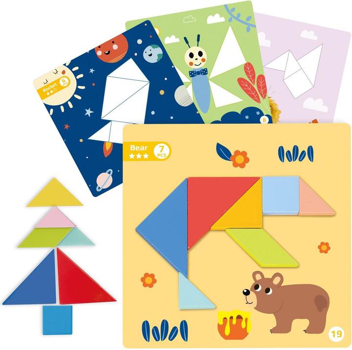 Image du produit Tooky Toy Puzzle Tangram-Puzzle pour enfants Apprendre les formes Figures Formes 18el. (18 pièces)