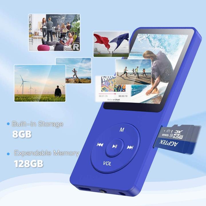 Actual product image Agptek 8GB MP3 Player Navy Blue (8 GB)