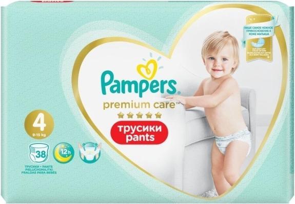 Image du produit Pampers Premium Care 4 tailles de couches-culottes, 38 culottes, 9-15kg (Taille 4, Pack, 38 pièce(s))