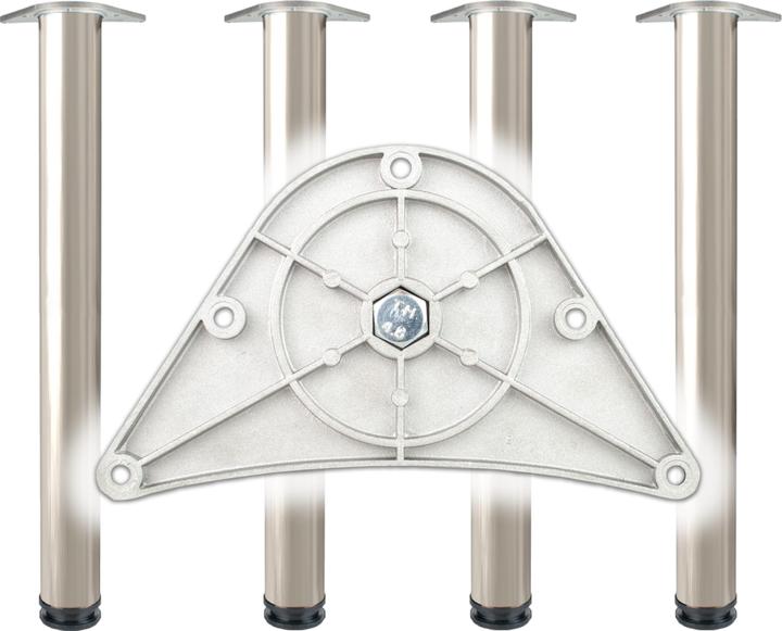 Image du produit BMB Kit de pieds de table effet inox 80 mm Hauteur 870 mm Fixation du plateau