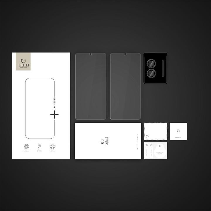 Produktbild 4Kom Tempered Glass Tech-Protect Glass Set+ 3er-Pack für Samsung Galaxy S25 Edge - transparent (3 Stück, Samsung Galaxy S25 Edge)