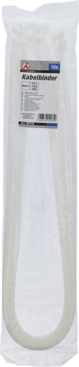Image du produit BGS Assortiment de colliers plastique blanc 8,0 x 1000 mm 10 pièces (Serre-câbles velcro, 1000 mm, 10 pcs)