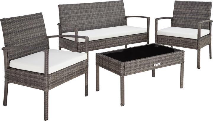 tectake Rattan garden furniture set Sparta 3+1