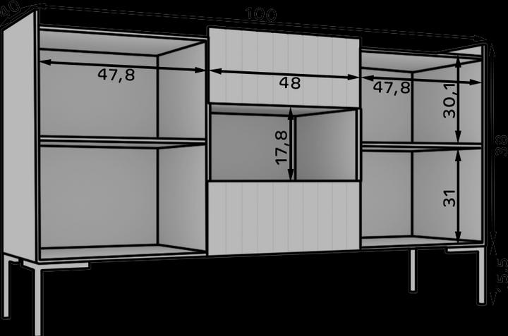 Produktbild ADRK Furniture Kommode mit offenem Regal Larista (100 x 40 x 53.5 cm)