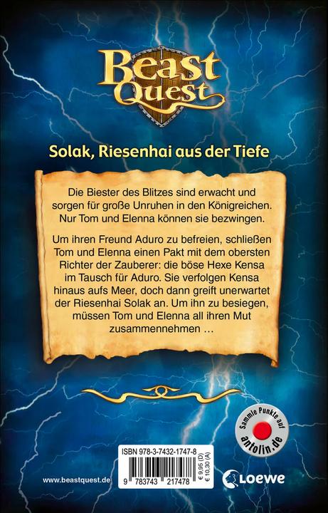 Actual product image Loewe Beast Quest (Band 67) - Solak, Riesenhai aus der Tiefe (German, Adam Blade, Loewe children's books, Sandra Margineanu, 2024)