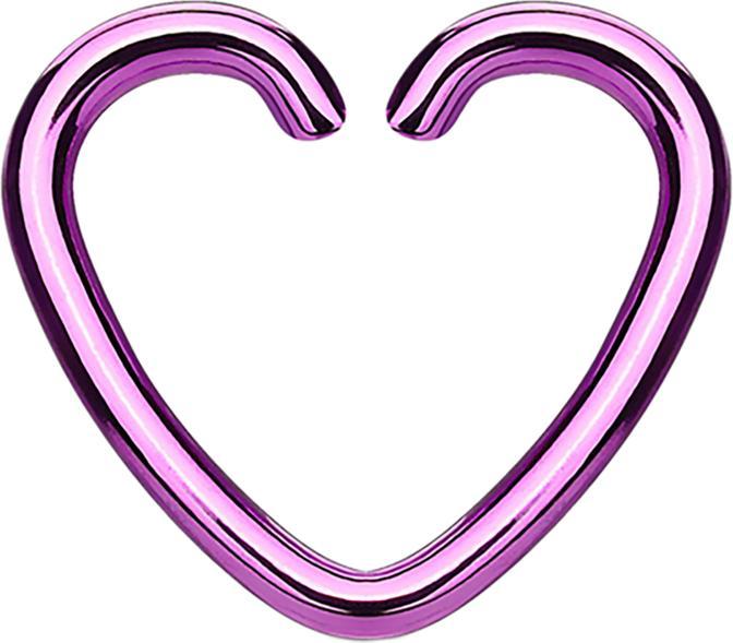 Star Piercing Micro Piercing Ring Herz violett mit Titanium Beschichtung (Chirurgenstahl 316L, ohne Messing)