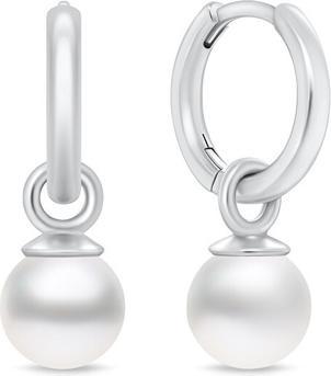 Brilio Silver - Silver hoop earrings 2 in 1 with synthetic Majorica pearl EA988W