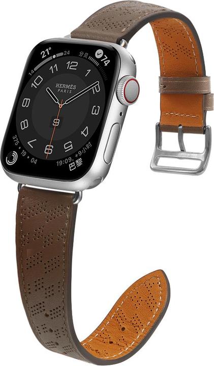 Actual product image Hurtel Strap Leather Leather Strap for Apple Watch Ultra, SE, 8, 7, 6, 5, 4, 3, 2, 1 (49, 45, 44, 42 mm) (45 mm, 44 mm, 42 mm, 49 mm, Genuine leather)