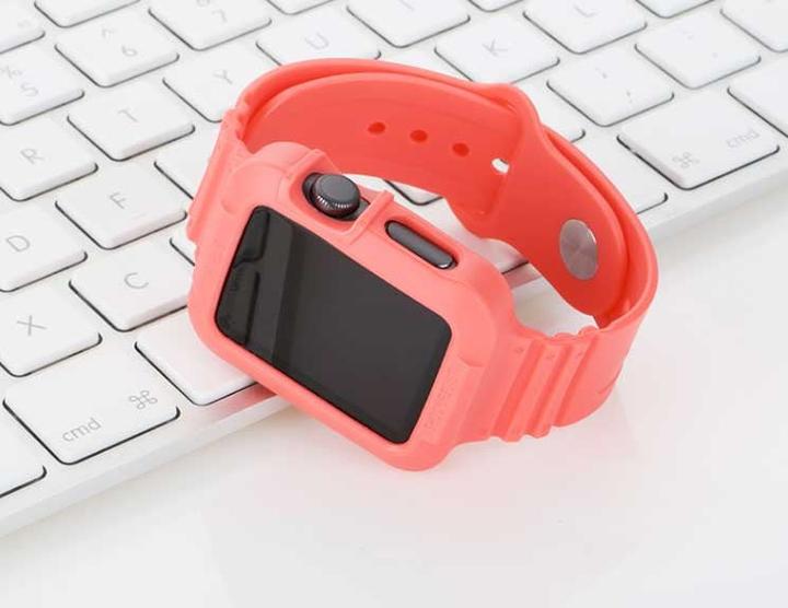 Produktbild Hermex Apple Watch 40mm 38mm Silikon Armband Schutzhülle Pink Rosa (38 mm, 40 mm, Silikon)