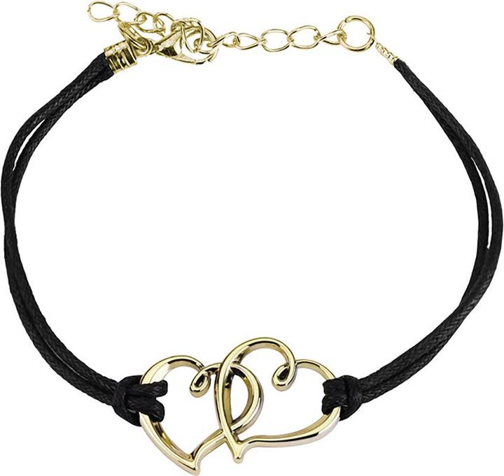 Star Piercing Kunstlederarmband schwarz zwei Herzen (Kunstleder, ohne Messing)