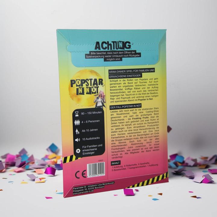 Actual product image Parameter B Popstar in distress - murder mystery dinner (German)