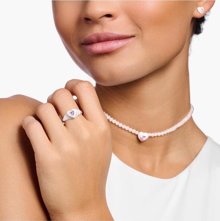 Immagine prodotto Thomas Sabo Anello Cuore con pietra rosa Argento (54, 925 Argento)