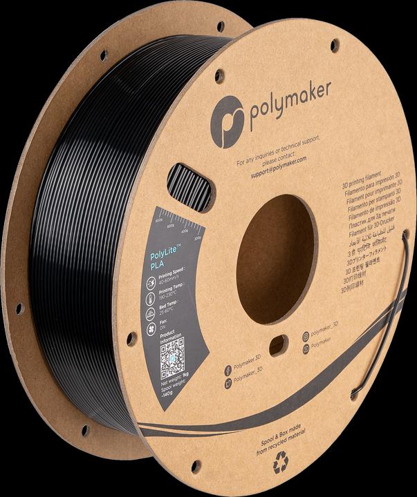 Actual product image Polymaker PolyLite PLA (PLA, 1.75 mm, 1000 g, Black)