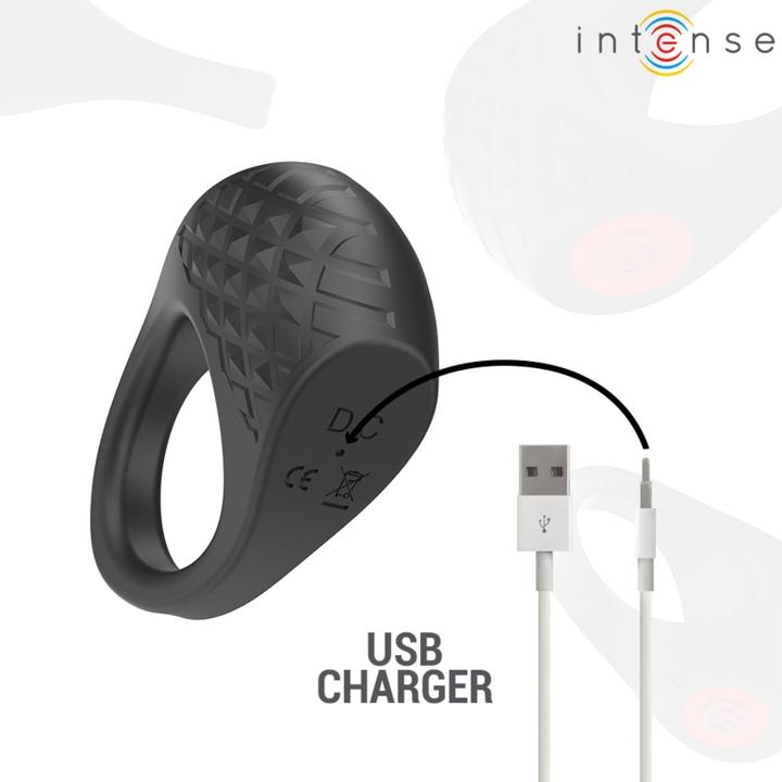 Actual product image Intense Clover Vibrator Penis Ring 10 Vibrations Black