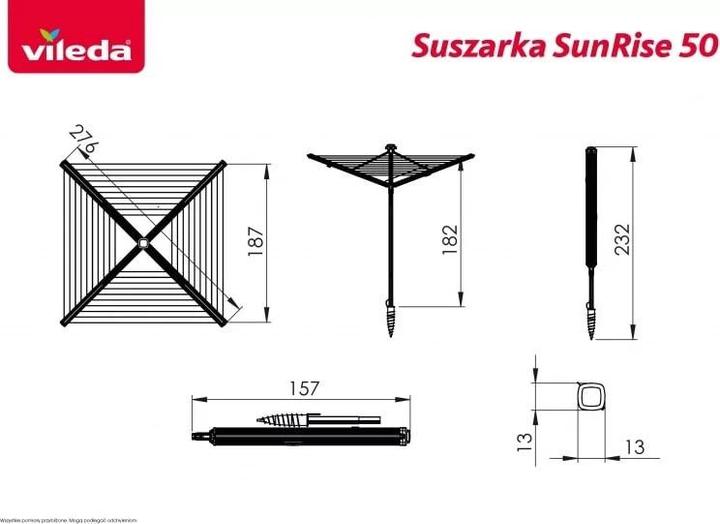 Produktbild Vileda SUN-RISE 50M COMPACT Wäschespinne (45 m)