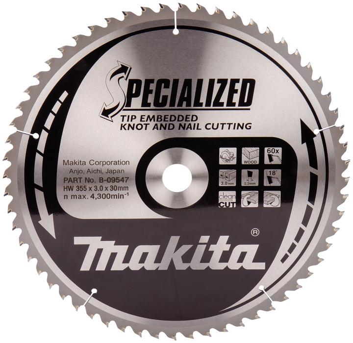 Immagine prodotto Makita PIŁA TARCZOWA 355x30x60z DREWNO SPECJALIZZATO (Z GWOŹDZIAMI I SĘKAMI) >>B-33227