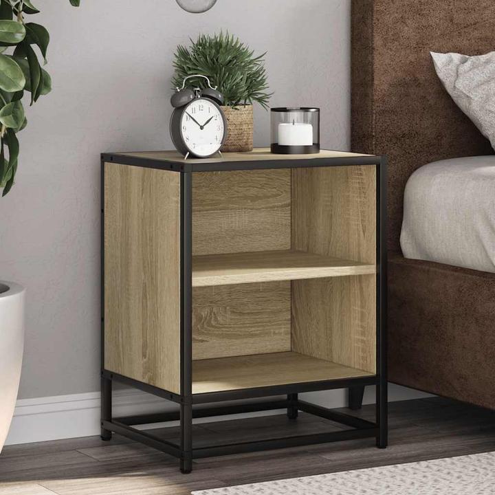 Produktbild VidaXL Nachttische 2 Stk. Sonoma-Eiche 40x31x50cm Holzwerkstoff Metall (40 x 31 x 50 cm)