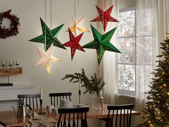 Produktbild Beliani Weihnachtsdeko LED weiss Sternform mit Glitzer 45 cm 2er Set MOTTI