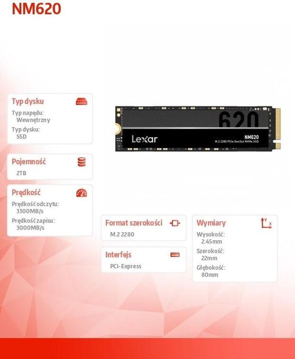 Image du produit Lexar NM620 (2000 Go, M.2 2280)