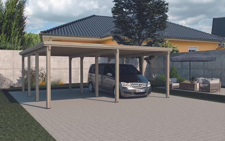 Weka Holzbau Flachdach-Doppelcarport 618 Gr.2 mit PVC-Dachplatten