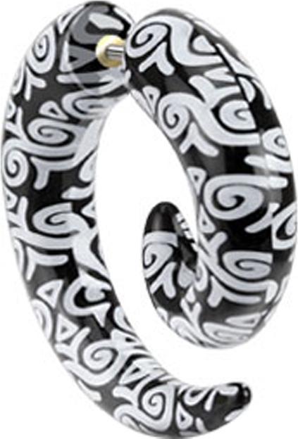 Produktbild Star Piercing Fake Spirale schwarz mit weissem Tribal (ohne Messing, Acryl)