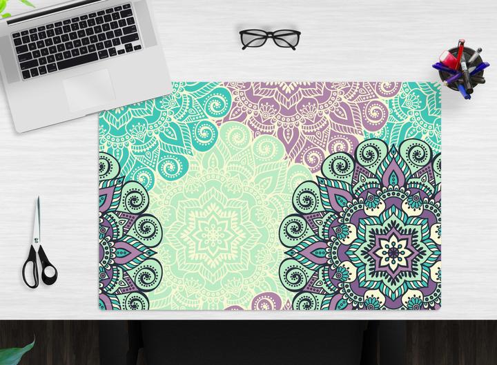 Produktbild CoverYourDesk Schreibtischunterlage Mandala grün-türkis