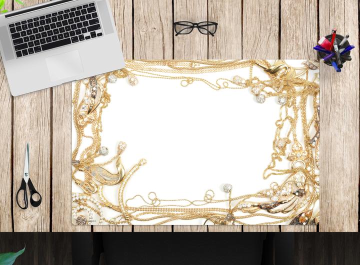 Produktbild CoverYourDesk Schreibtischunterlage Goldschmuck mit Diamanten Rahmen