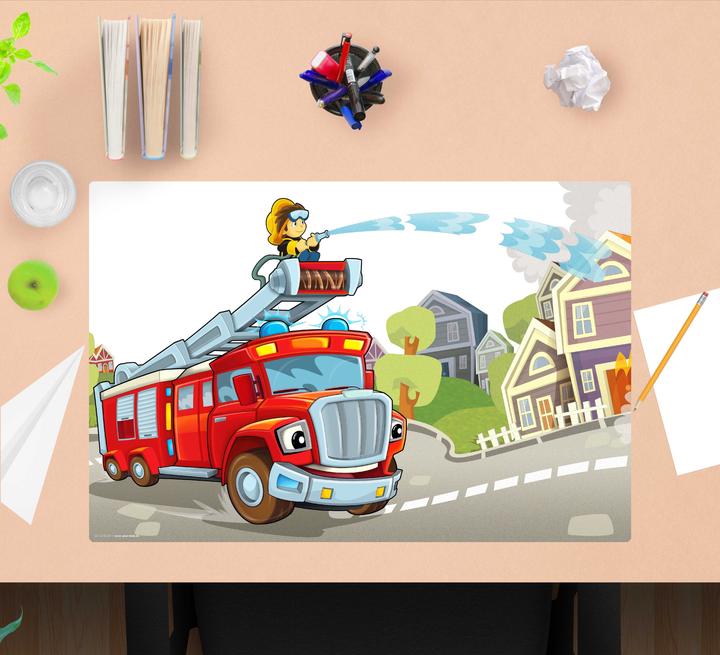 Actual product image CoverYourDesk Fire engine in action