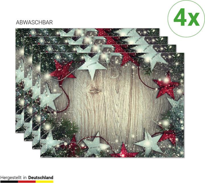CoverYourDesk Tischset Weihnachtssterne in rot und silber