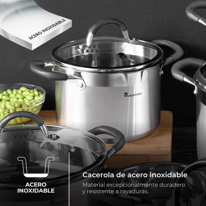 Produktbild MasterPRO Kasserolle mit Deckel (24 cm, Kochtopf, Edelstahl)