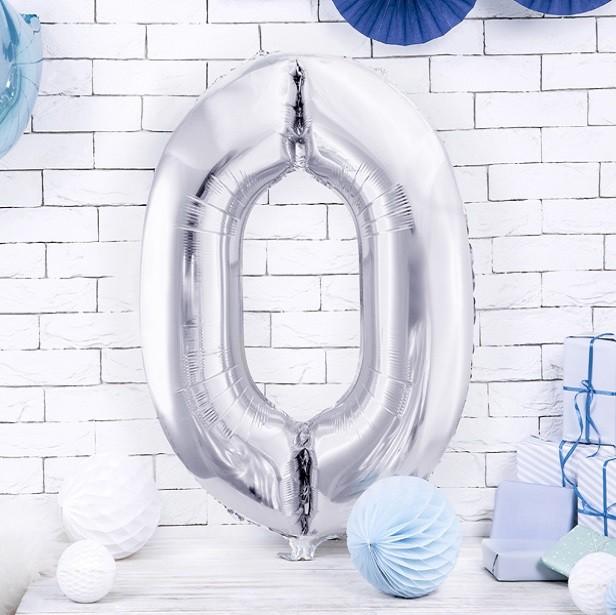 Produktbild Partydeco Alu-Ballon Ziffer "0" Silber (1 x)