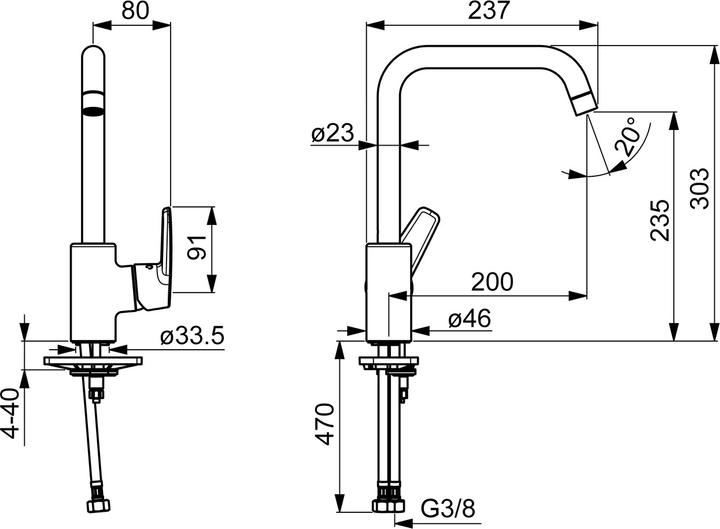Produktbild Hansa world of office SPT-EH-Einlochbatterie HANSAPOLO DN 15 vc (51562293)