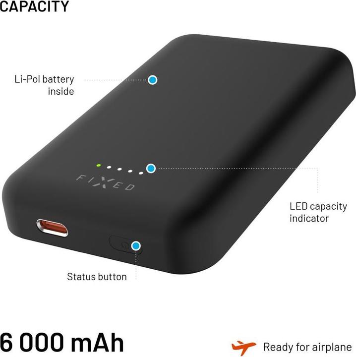 Immagine prodotto Fixed MagZen Trådløs PD 20W Power Bank 10.000 mAh Sort Powerbank - Sort - 10000 mAh (10000 mAh, 12 Wh)
