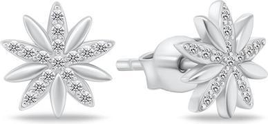 Brilio Silver - Matching silver earrings with zircons flowers EA511W