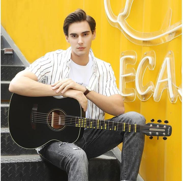Immagine prodotto Popu Music Chitarra acustica Poputar T2 (Chitarra occidentale, Palissandro (materiale del ponte), Abete rosso (parte superiore), Mogano (materiale posteriore), Mogano (materiale laterale), Acrilonitrile butadiene stirene (ABS) (materiale della tastiera))