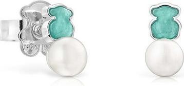 Tous Silver earrings with amazonite and pearl Icon Color 1002075600