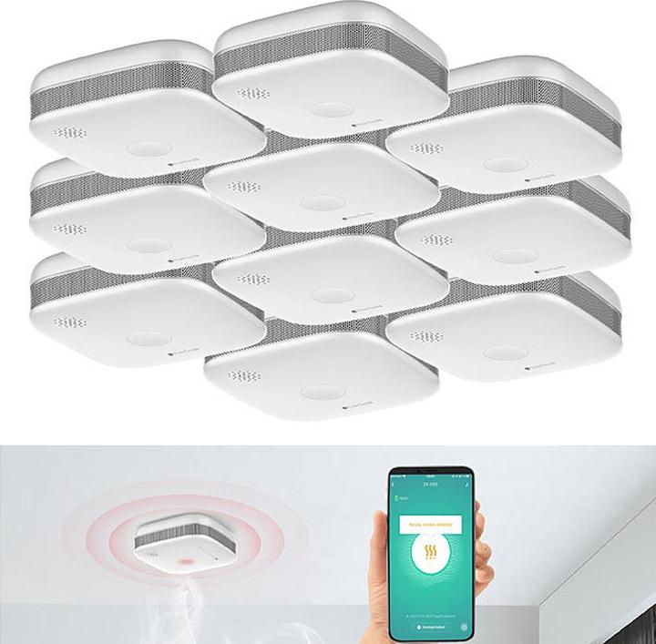 Produktbild VisorTech 10er-Set Kompakter WLAN-Design-Rauchmelder