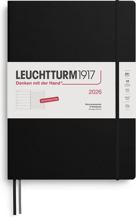 Wochenkalender & Notizbuch Master A4+ Schwarz 2026 (Deutsch)