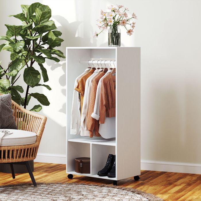 Immagine prodotto Swisshandel24 Mobiler Kleiderschrank Garderobe Schrank Regal für Schlafzimmer Weiss
