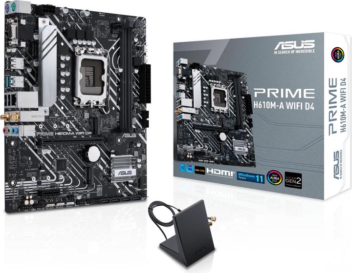 Image du produit ASUS MB PRIME -A WIFI Intel,1700,DDR4,mATX (LGA 1700, Intel H610, mATX)