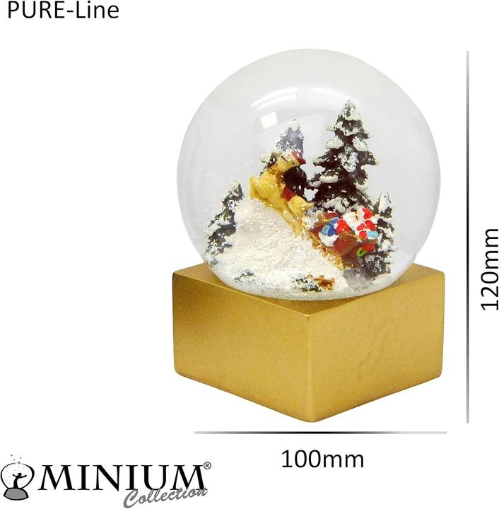 Actual product image Minimum Collection Snow globe "Christmas Santa in a reindeer sleigh in the winter forest"
