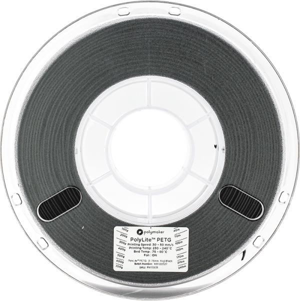 Actual product image Polymaker PolyLite PETG V2 - Black - 1.75mm (PETG, 1.75 mm, 1000 g, Black)