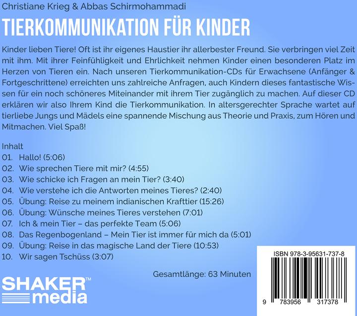 Produktbild Tierkommunikation für Kinder (Deutsch, Abbas Schirmohammadi, Christiane Krieg, 2020)