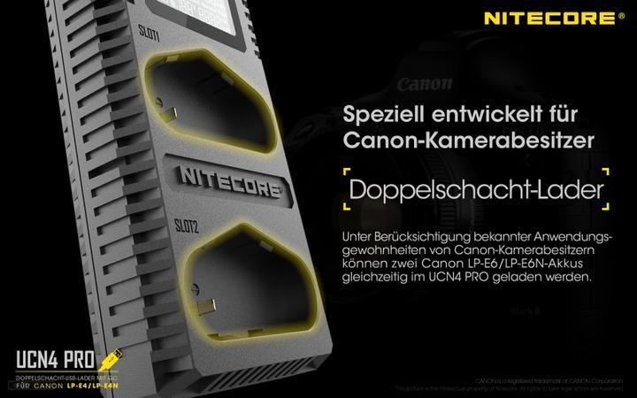 Actual product image Nitecore UCN4 PRO - für Canon Cameras (Camera battery charger)