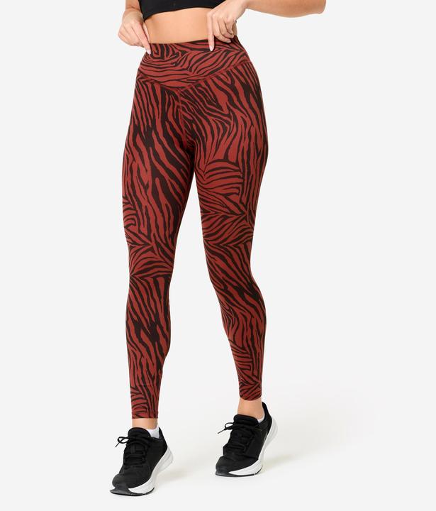Domyos Leggings Damen hoher Taillenbund - braun
