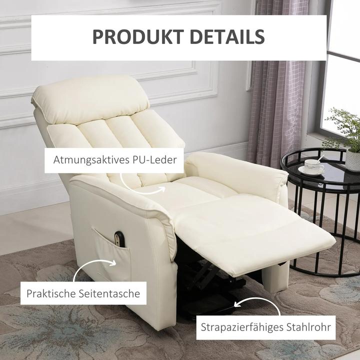 Produktbild Swisshandel24 Aufstehsessel Fernsehsessel Sessel mit Aufstehhilfe elektrisch Liegefunktion Kunstleder Beige, 80 x
