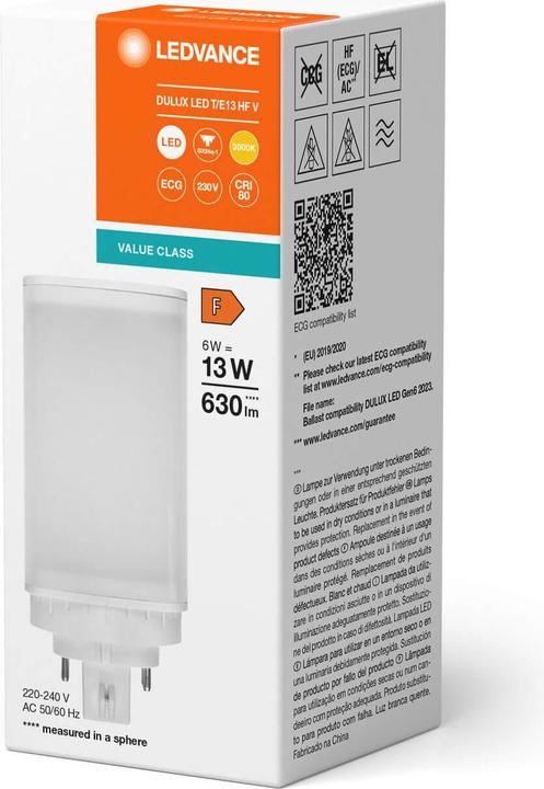 Image du produit Ledvance Lampe compacte à LED (GX24q-1, 6 W, 630 lm, 10 x, F)